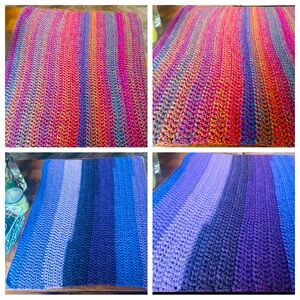 2 Colorful Handcrafted Crochet Baby Blankets 30”x27”